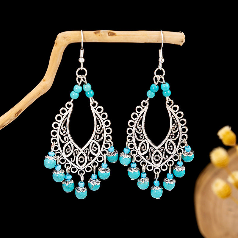 Tassel Turquoise Retro Minority Ethnic Style Earrings