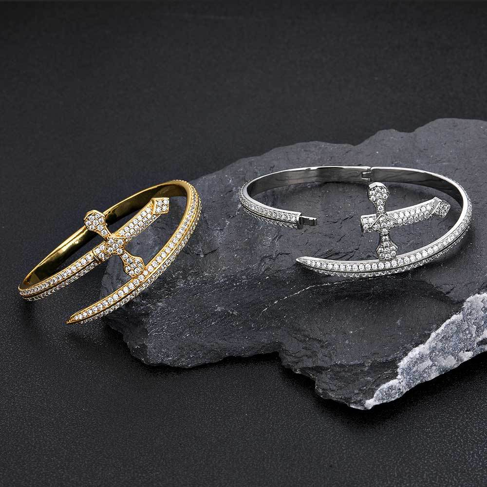 Men's Sword Cross Fashion Personality Zircon High Bracelets
