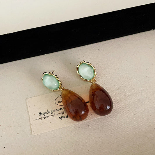 Contrast Color Resin Metal Female French Earrings