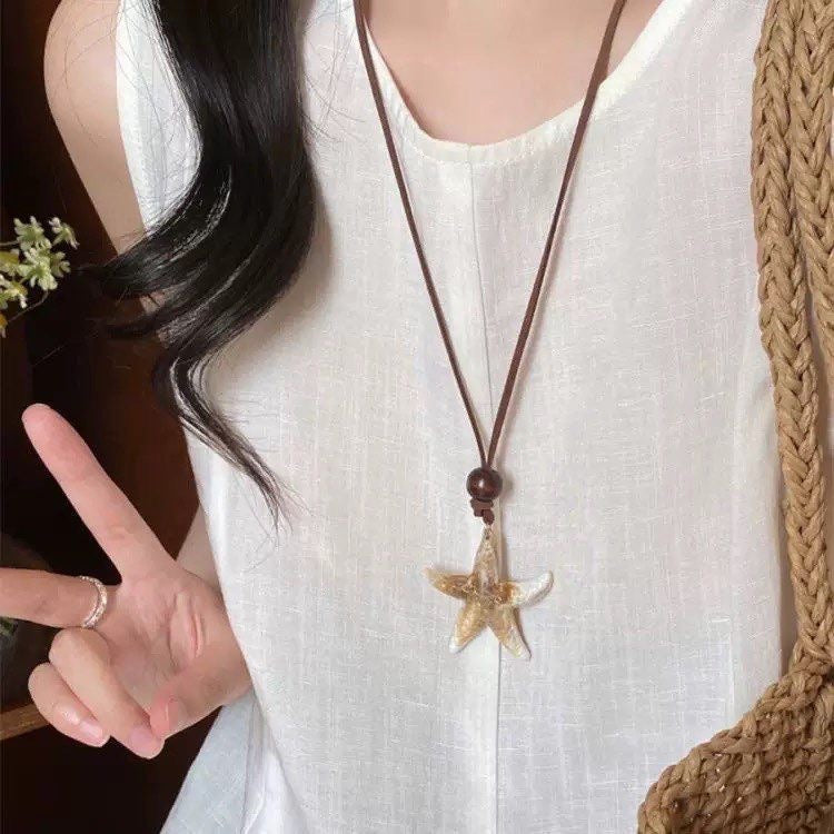 Long Female Korean Style Vacation Clavicle Chain Niche Design Super Necklace