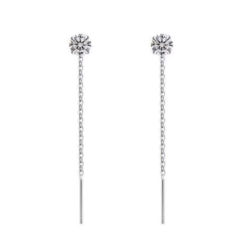 Women's Simple Zircon Light Luxury Tassel High Sense Korean Style Temperamental Earrings