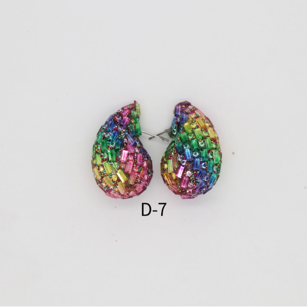 Niche Comma Glass Full Diamond Light Luxury Fashion High Earrings
