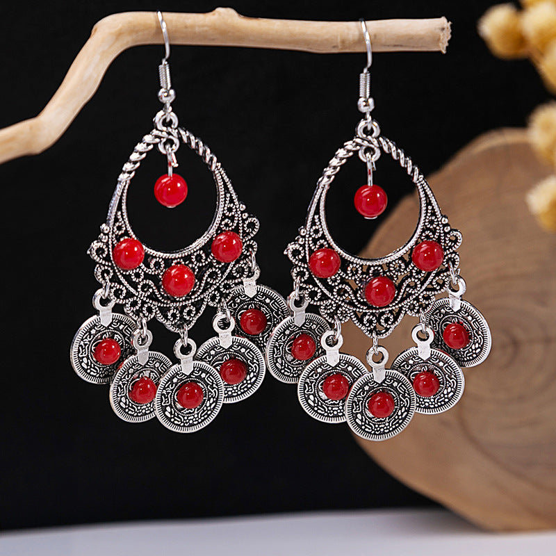 Tassel Turquoise Retro Minority Ethnic Style Earrings