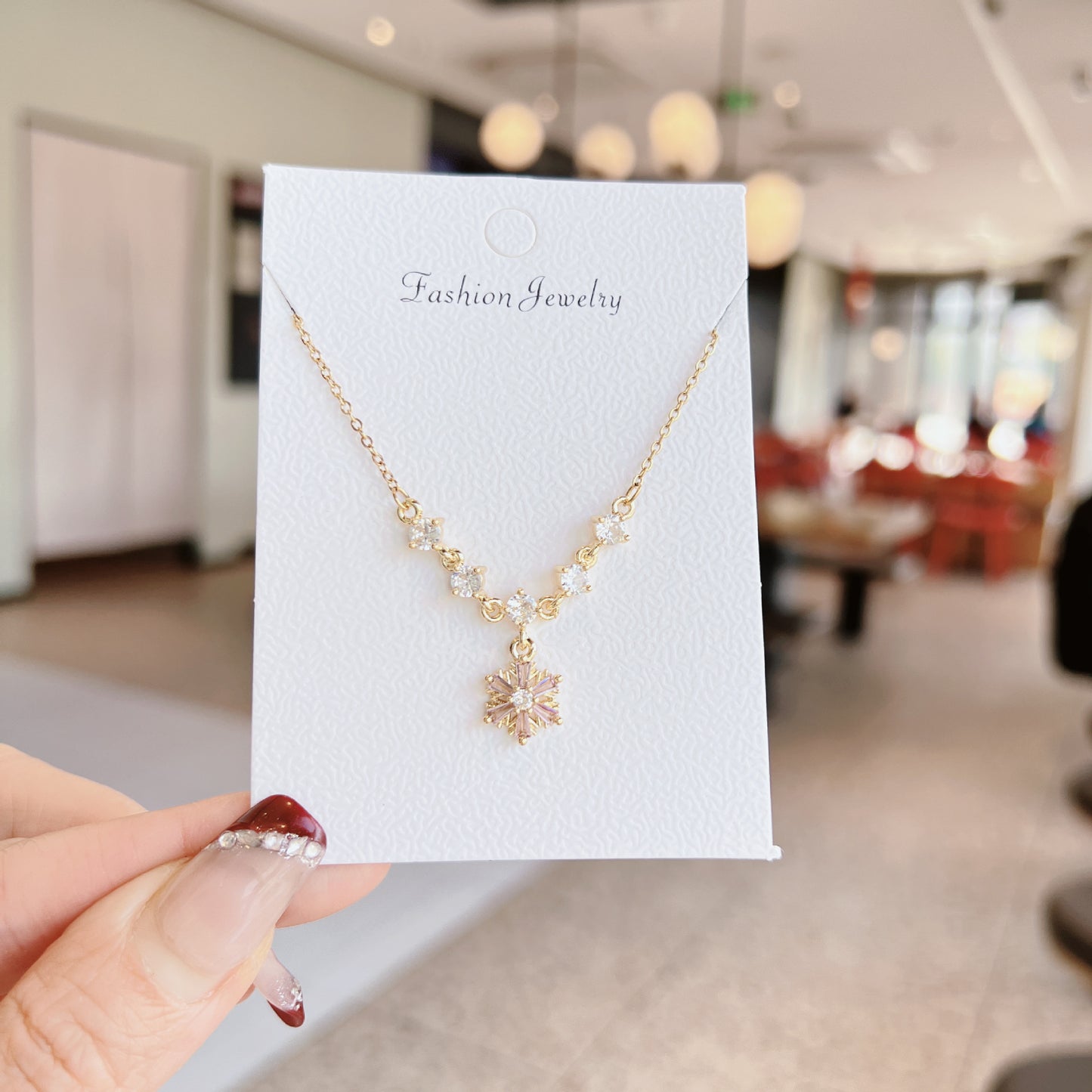 Luxury Sweet Super Pink Flowers Water Drop Female Fully Jeweled Necklace