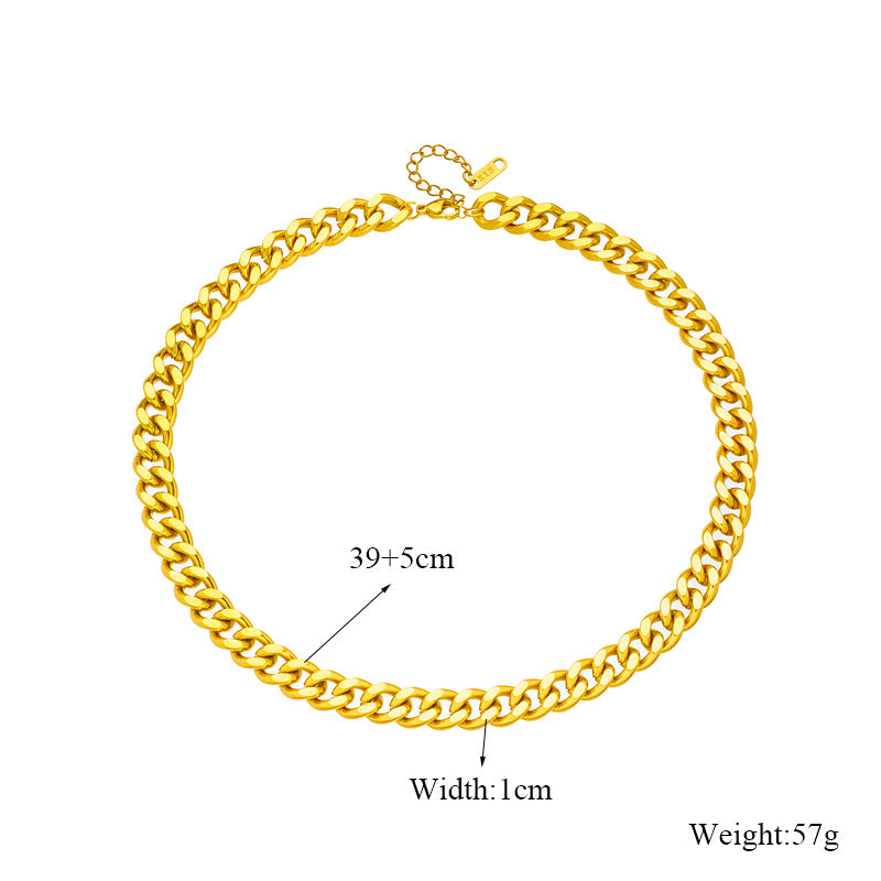 Fashion Vintage Metal Hip Hop Punk Gold-plated Titanium Steel Necklaces