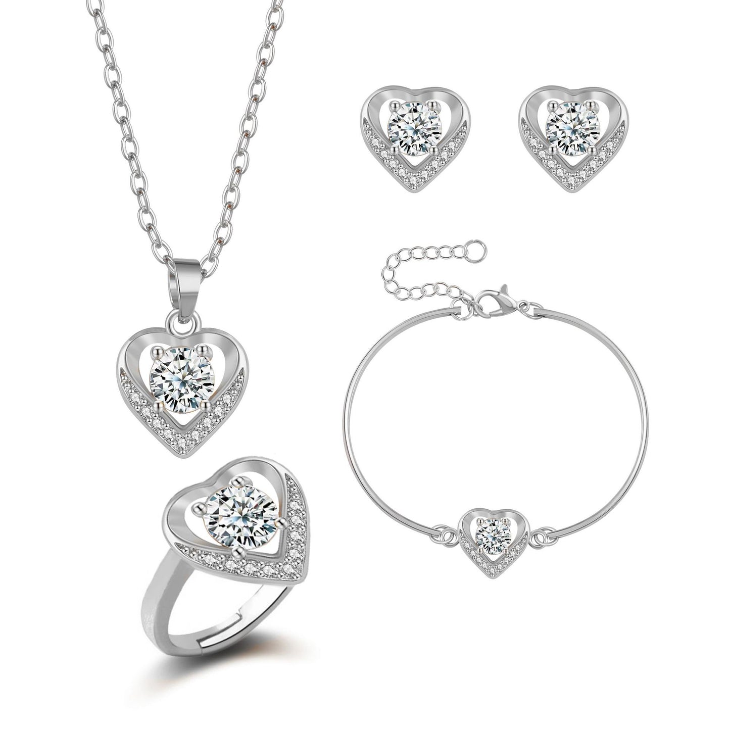 Copper Material Slightly Inlaid Zircon Gold Plated Peach Heart Foreign Necklaces