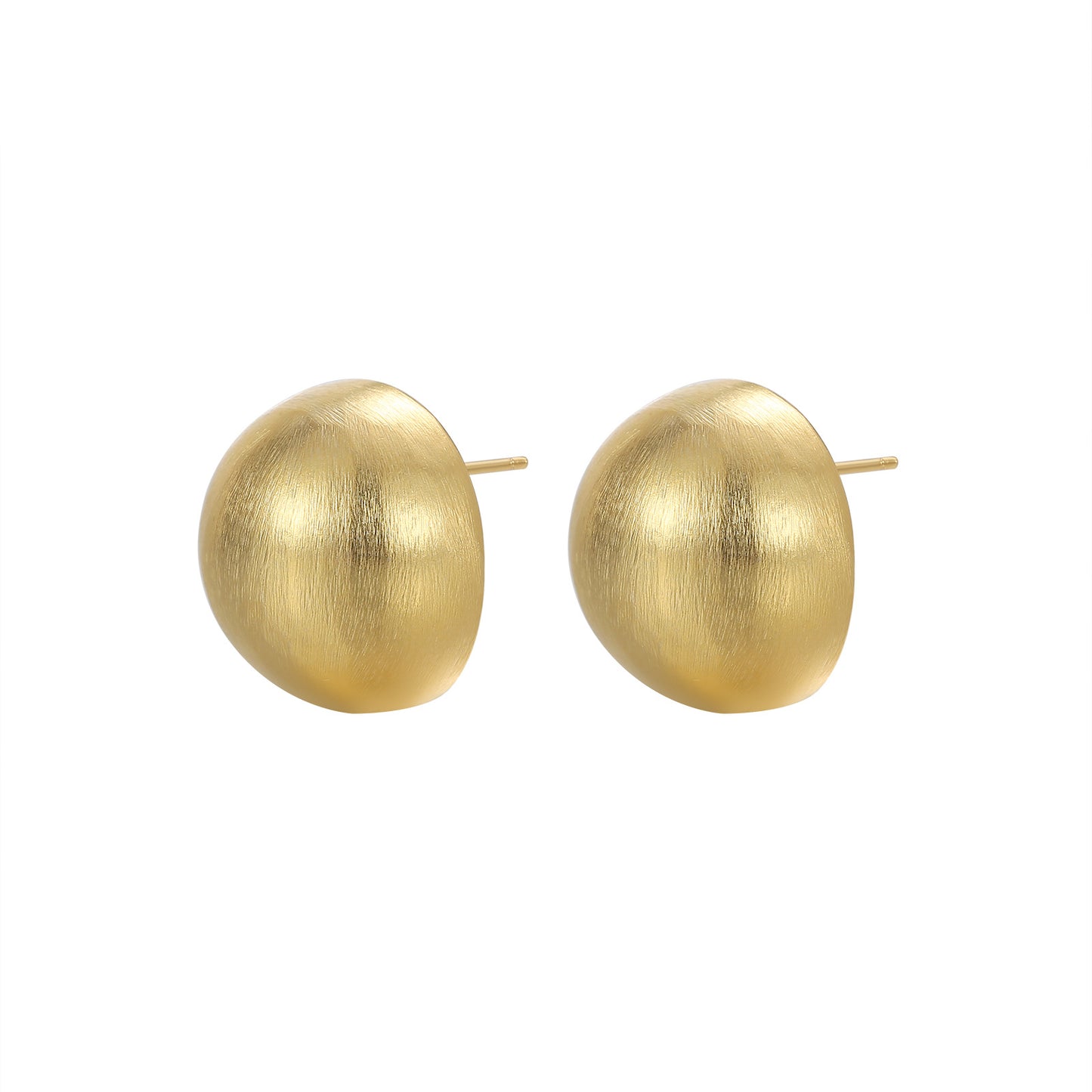 Women's Needle Metal Brushed Frosted Ball Commuter Earrings