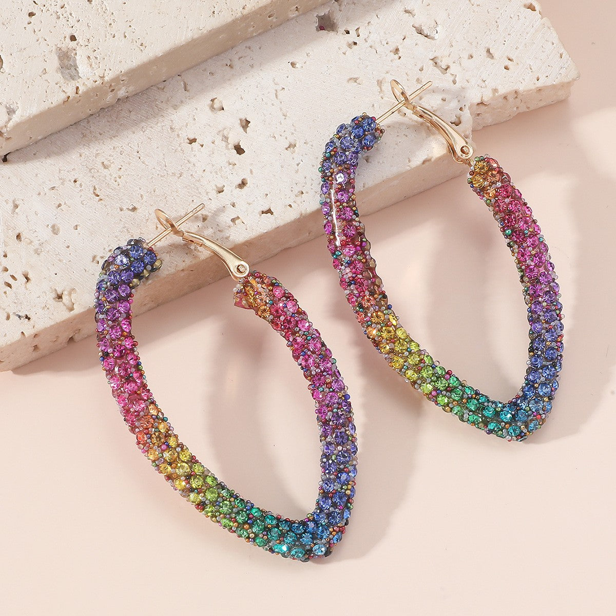 Women's Full Diamond Rainbow Color Evening Dress Accessories Earrings