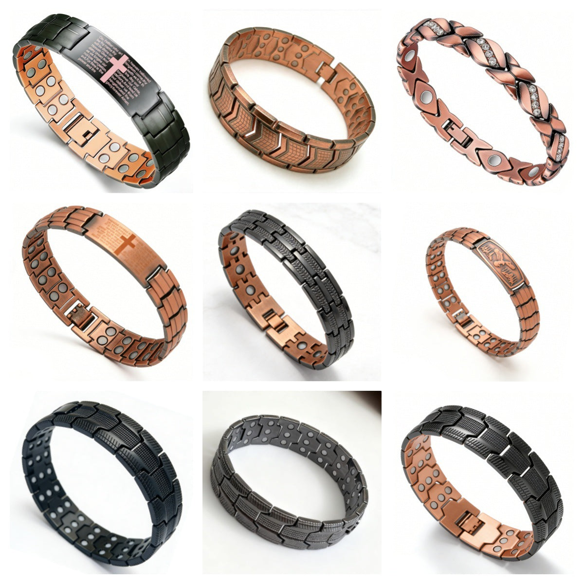 Men's Fashion Retro Environmental Protection Bronze Three Rows Bracelet