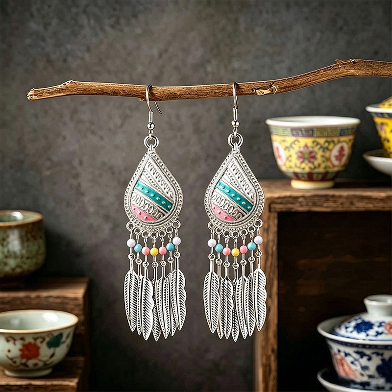 Bohemian Tassel Water Drop Summer Vacation Style Dopamine Earrings