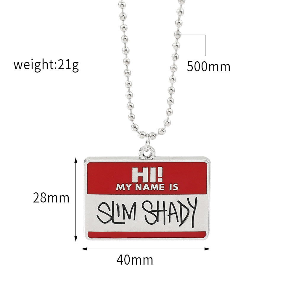 Hip Hop Rap Rascal Square Plate Necklace