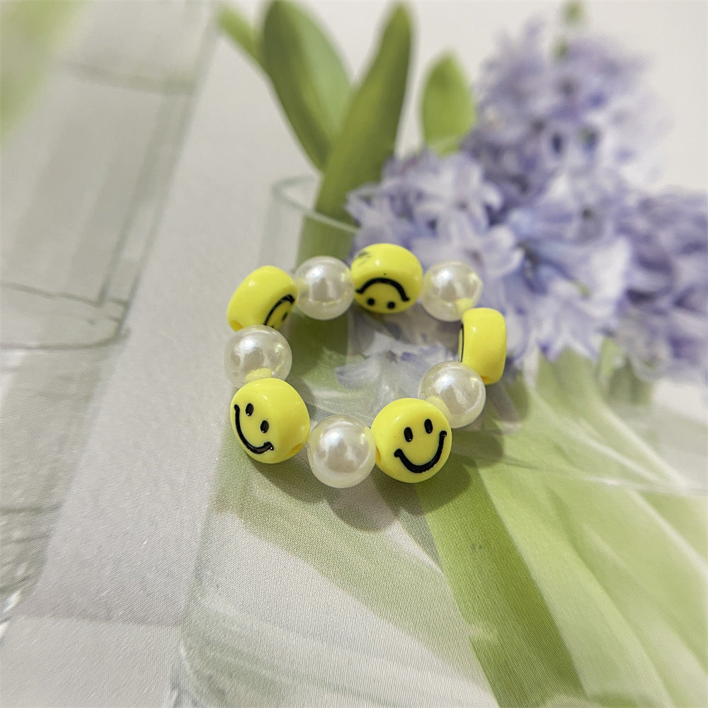 Bead Flower Colorful Woven Small Index Finger Female Rings