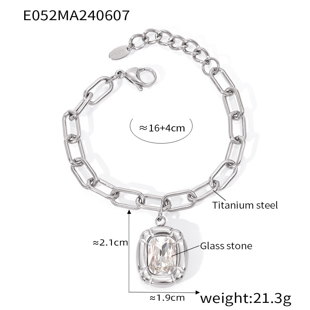 Simple Design Diamond Titanium Steel Gold-plated Jewelry Set