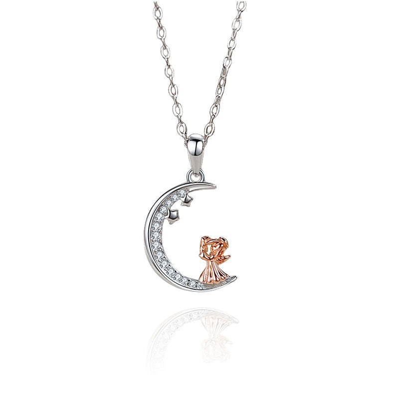 Moon Downwind Front Couple Fresh Full Diamond Necklaces