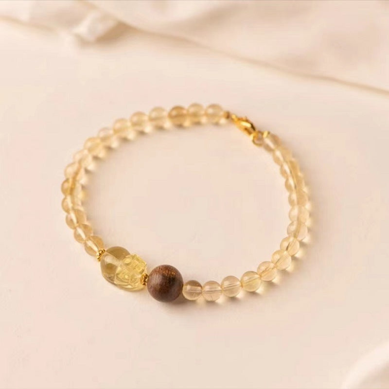 Bracelets en perles Double Bodhi en citrine naturelle pour femmes et hommes