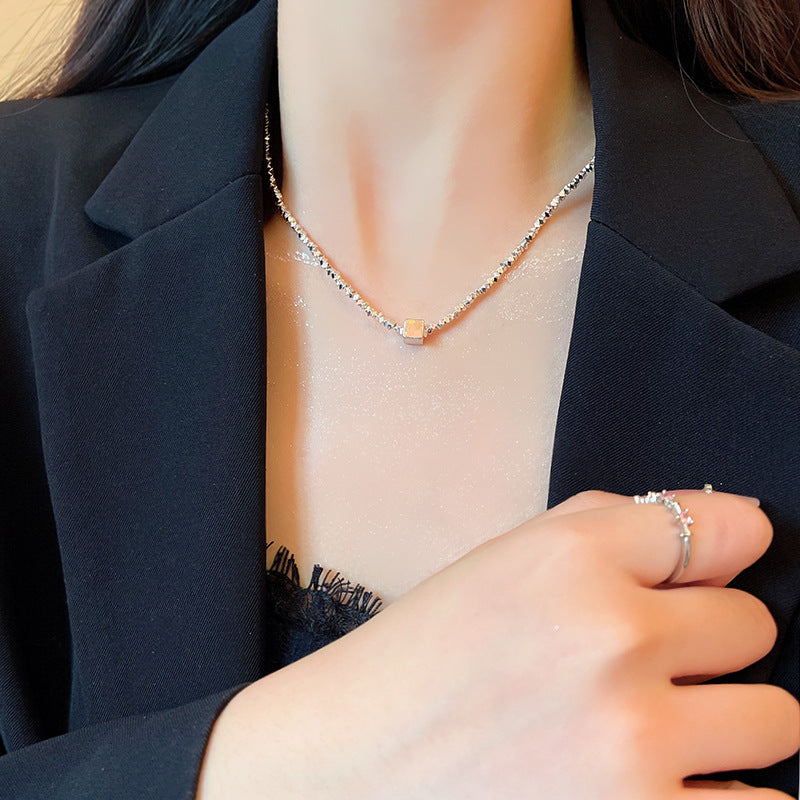 Sier Light Luxury Minority Temperament Wild Simple Personality Girlfriends High-grade Jewelry Set