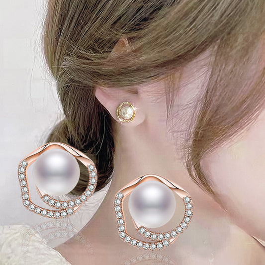 Bagues élégantes en perles naturelles plaquées or de haute qualité, Style classique pour femmes