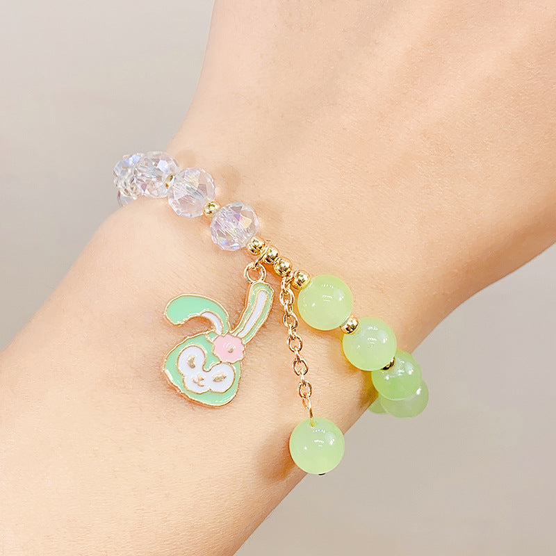 Children's Glaze Beaded Princess Cartoon Crystal Flowers Bracelets