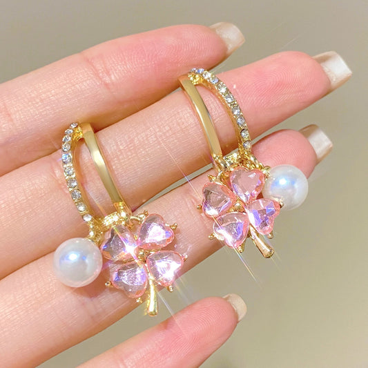 Women's Flower Pearl For French Entry Lux Sweet Earrings