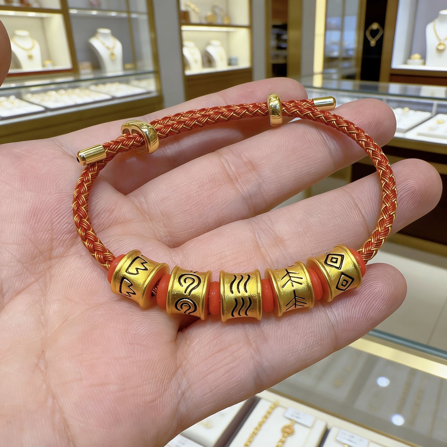 Style Alluvial Gold Five Elements Golden Wood Water Fire Soil Bracelet