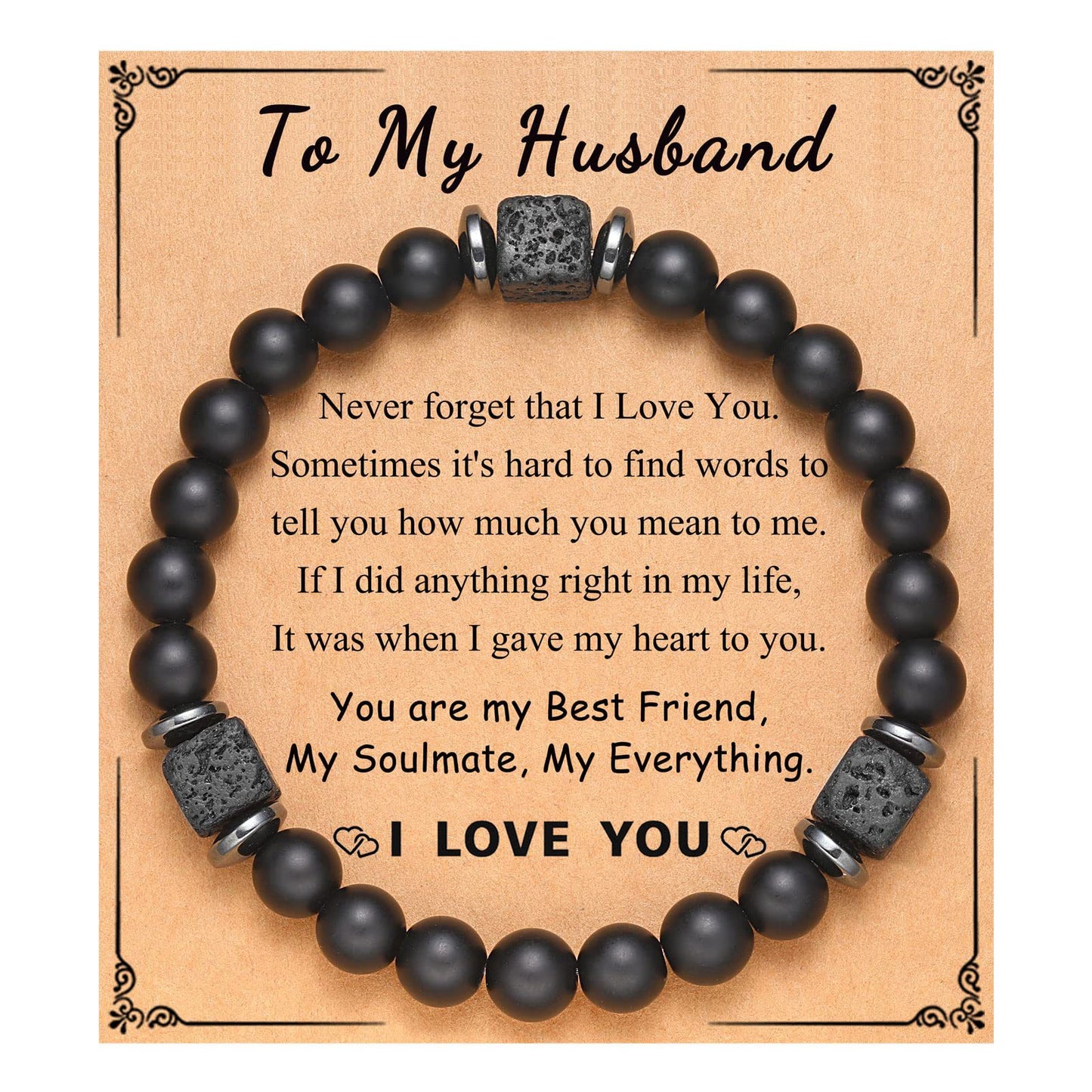 Frosted Square Volcanic Stone Father's Day Bracelets