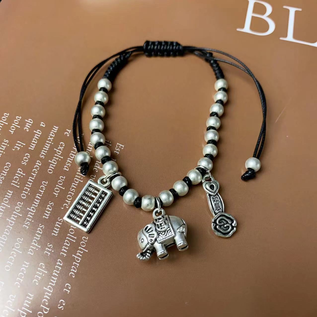 Hand-woven Kitten Elephant Fish Abacus Lotus Bracelets