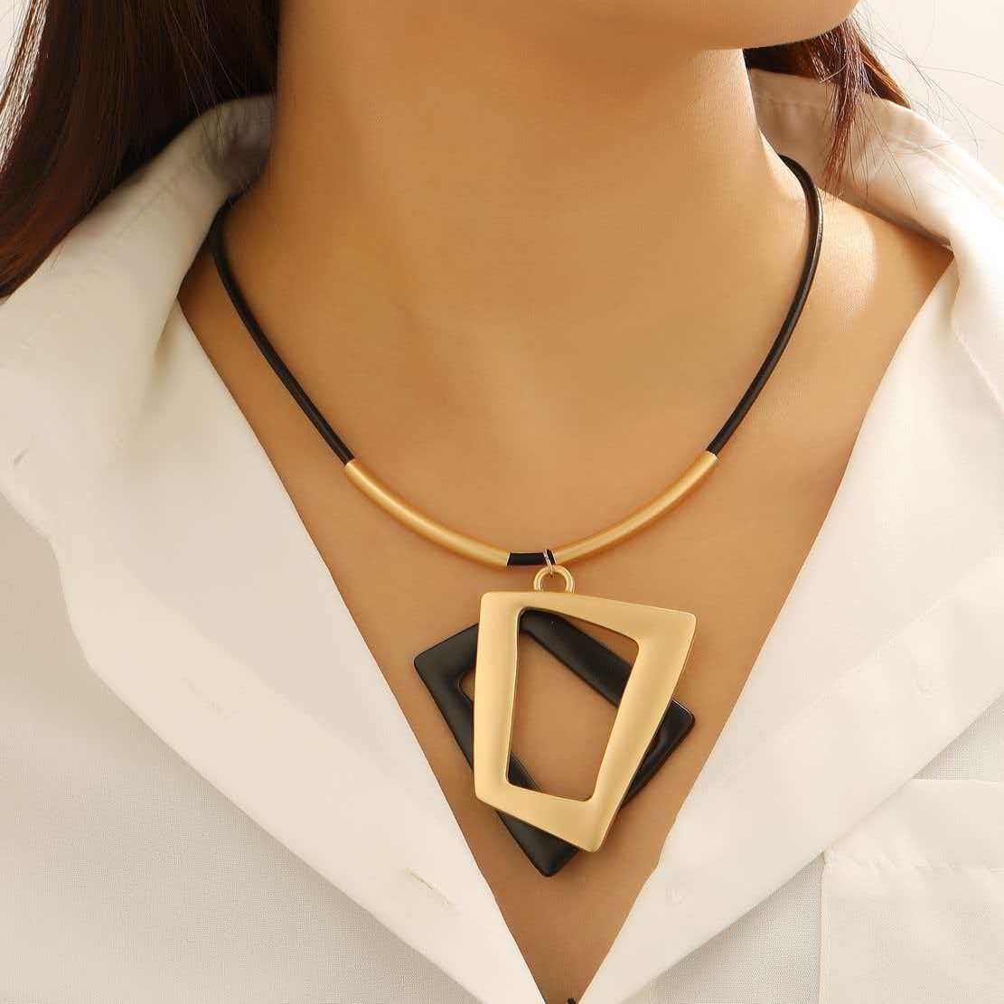 Women's & Men's Simple Style Geometric Exaggerated Fashion Quadrangle Color Matching Personality Jewelry Set