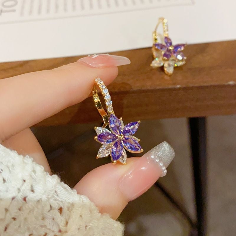 Purple Flower Clips Korean Style Niche Ear Buckle
