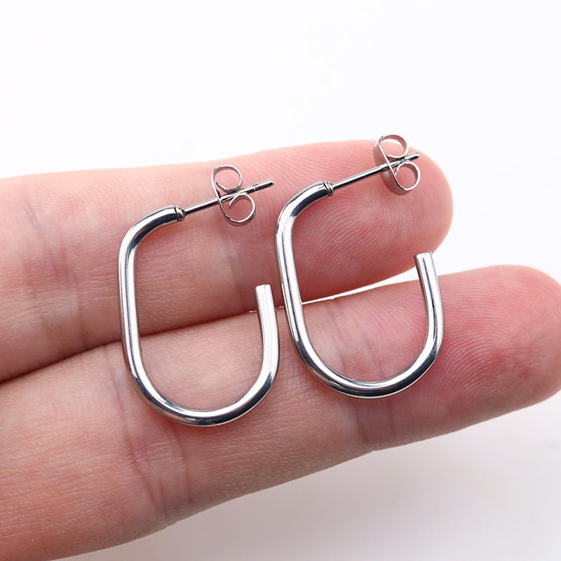 Niche Advanced Design Simple Personality Titanium Steel Geometric Earrings