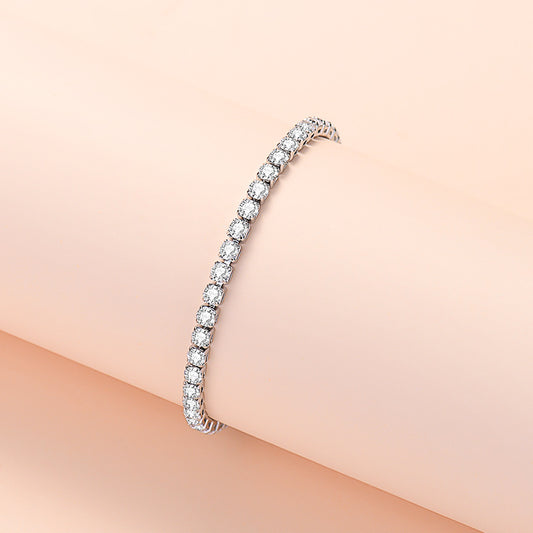 Bracelets plaqués argent avec Zircon pour femme, plein de diamants