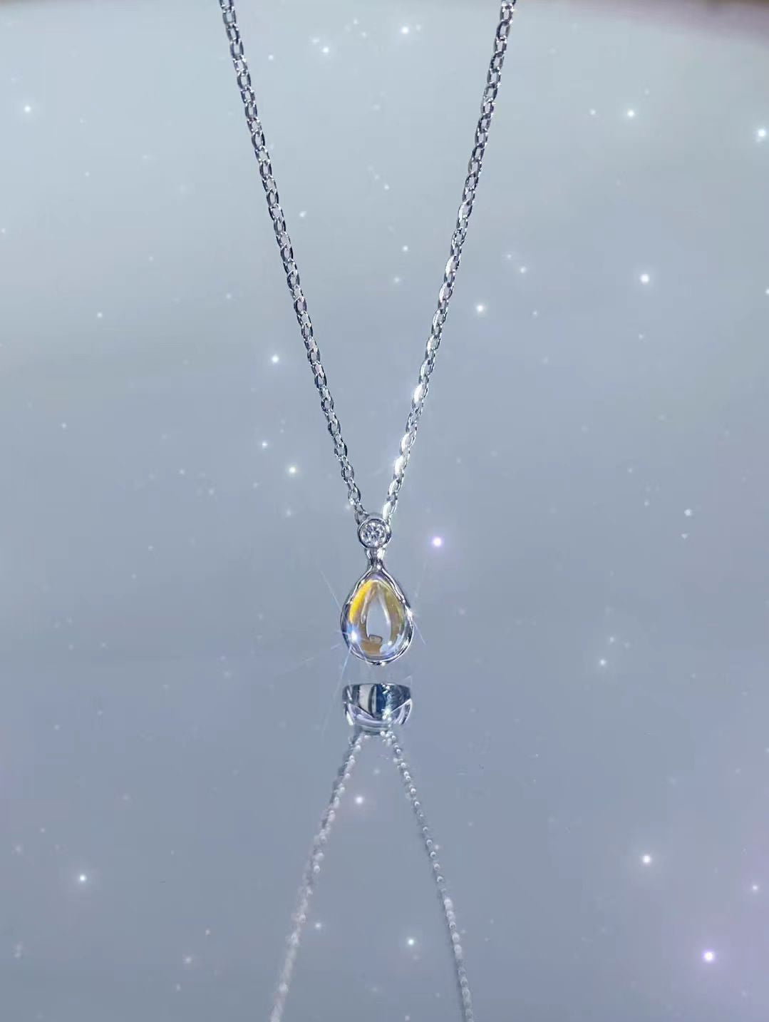 Tears High Sense Moonstone Water Drop Necklace