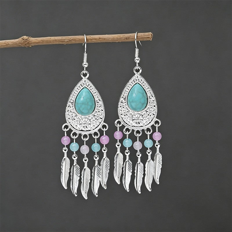 Bohemian Tassel Water Drop Summer Vacation Style Dopamine Earrings