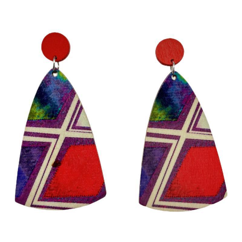 Bohemian Dangle Exaggerated Paint Color Striped Earrings