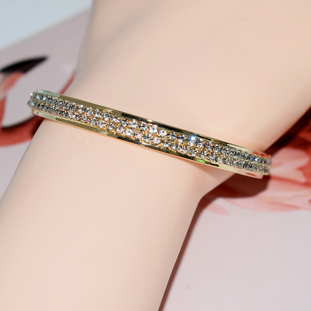 Rhinestone Full Diamond Simple Opening Female Bracelet