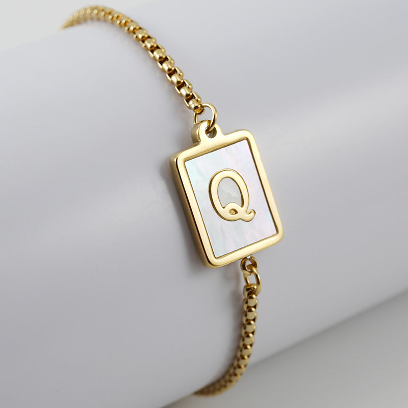 Shell Letter Lala Female Stainless Square Bracelets