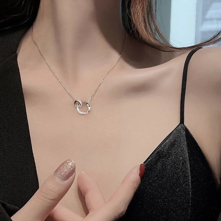 Pure Sier Double Buckle Female Korean Style Mobius Necklaces