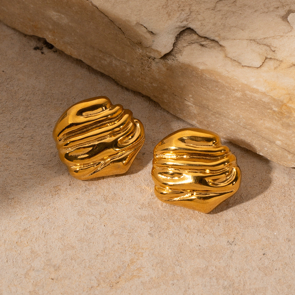 Jewelry Titanium Steel Hammered Gold Stainless Rings