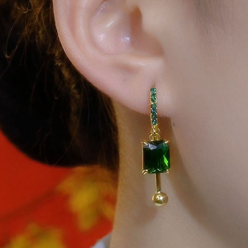 Crystal Block Full Diamond Light Luxury Earrings