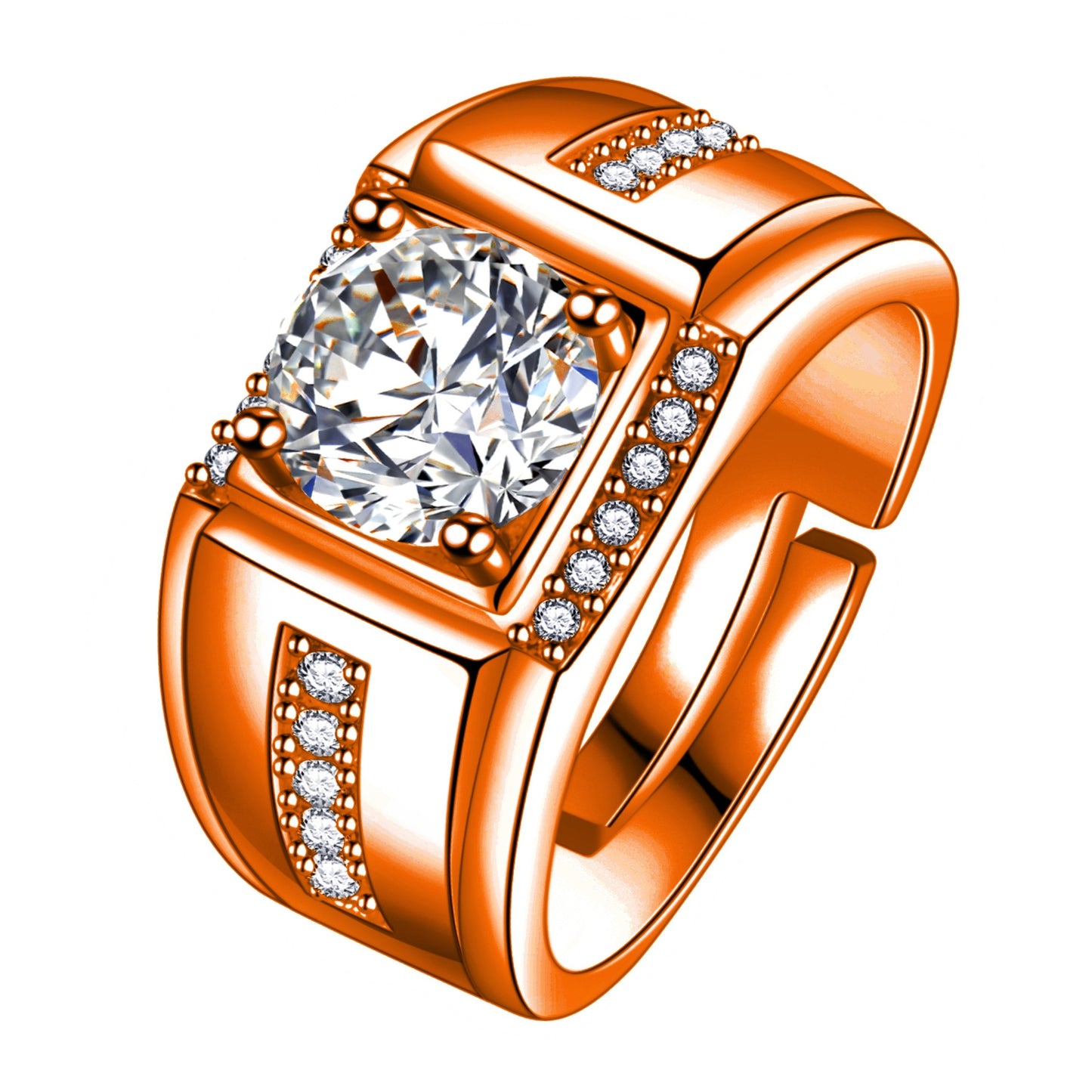 Men's Carbon Diamond Zircon Imitation Moissanite Rose Gold For Rings