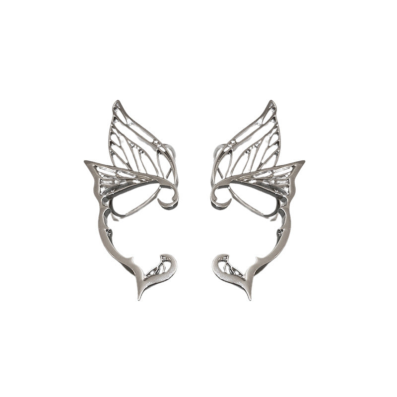 Women's Needle Butterfly Elf Ear Hanging One-piece Earrings