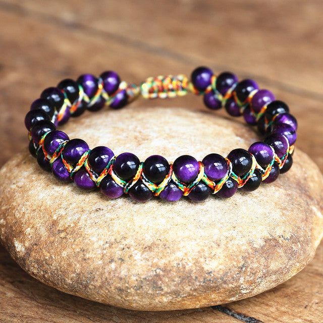 Comfortable Colorful Tigereye Ball Hand-woven Adjustable Bracelets