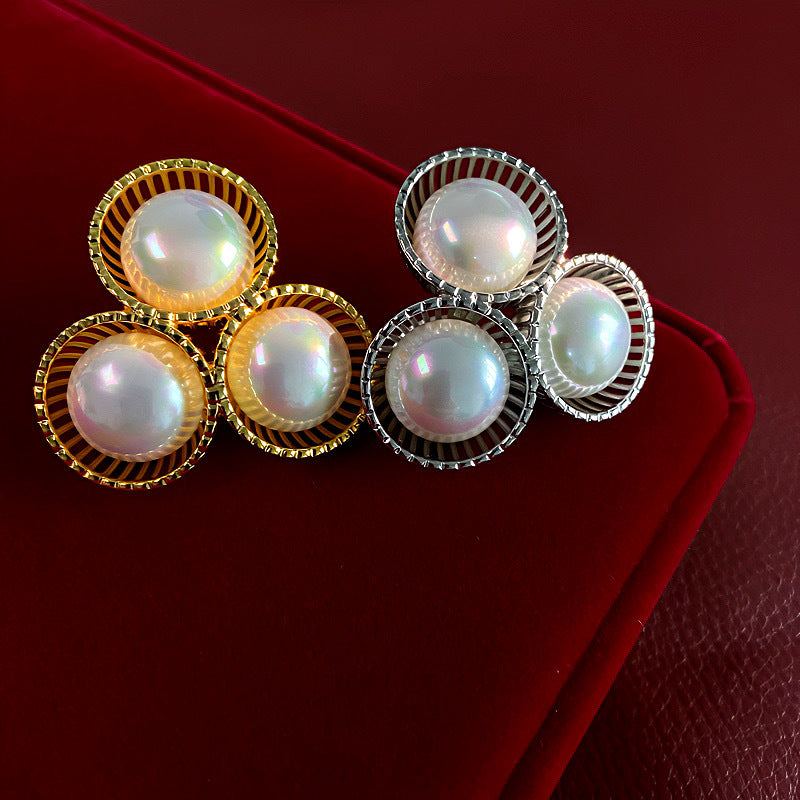 Retro Hollow Pearl Ear Cold Style Unique Earrings