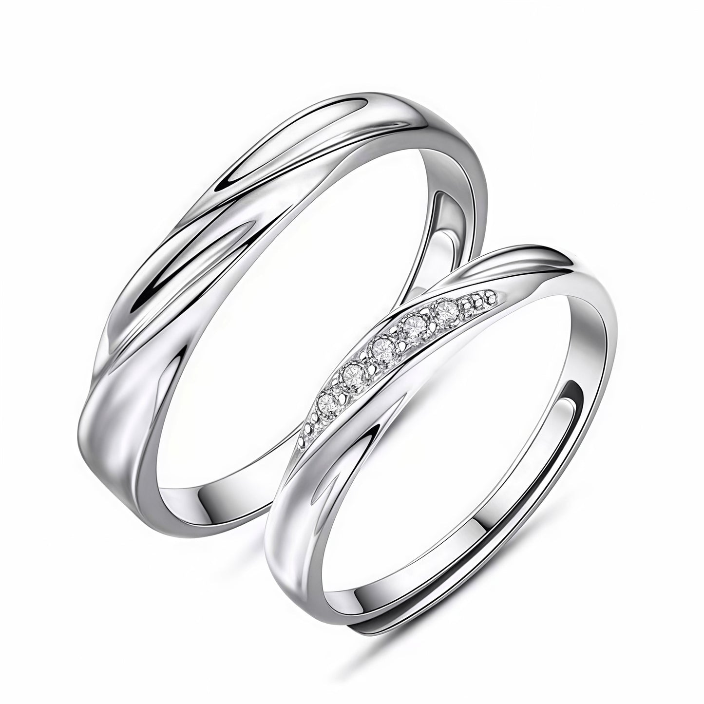 Mobius Love Couple Gold Plated Inlaid Rings