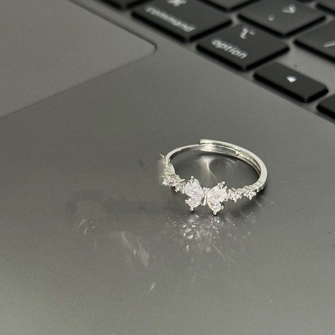 Sweet Princess Bow Sier Girlfriends Design Birthday Gift Rings