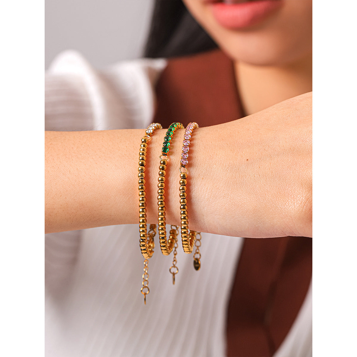 Women's Stainless Steel Zircon Twin Light Luxury High-grade Bracelets