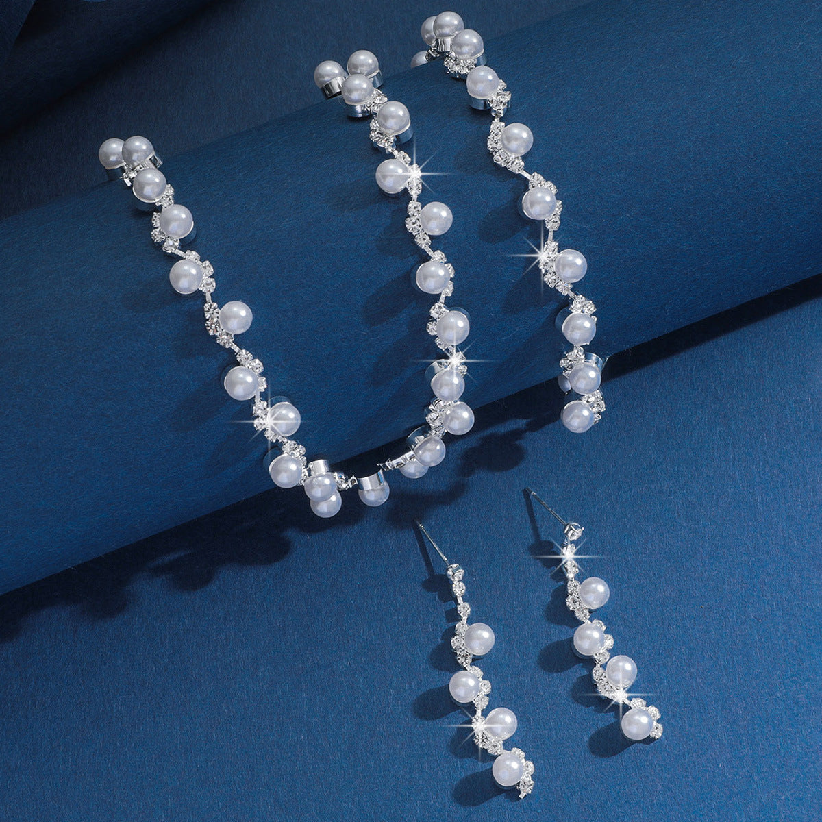 Beautiful Bridal Three-piece Wedding Evening Dress Jewelry Set