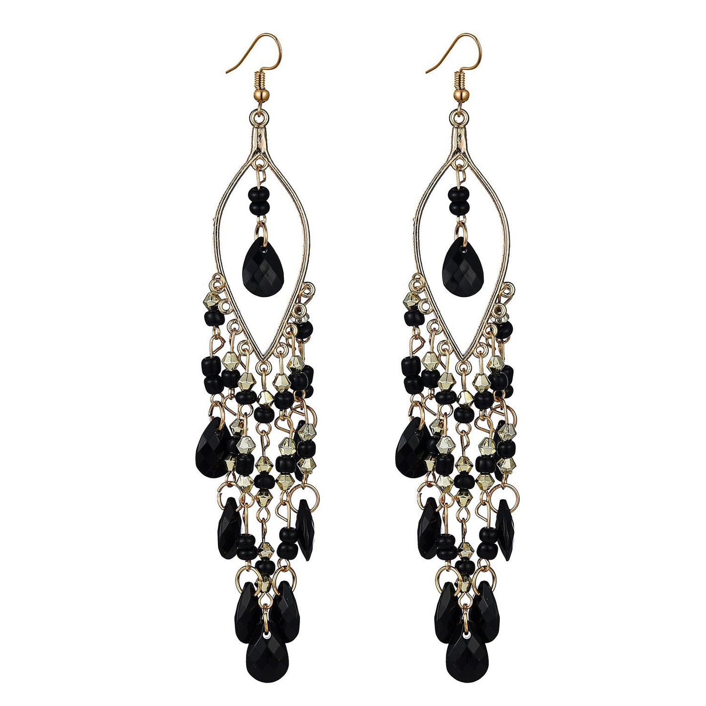 Ethnic Style Tassel Long Bohemian Crystal Yunnan Summer Earrings