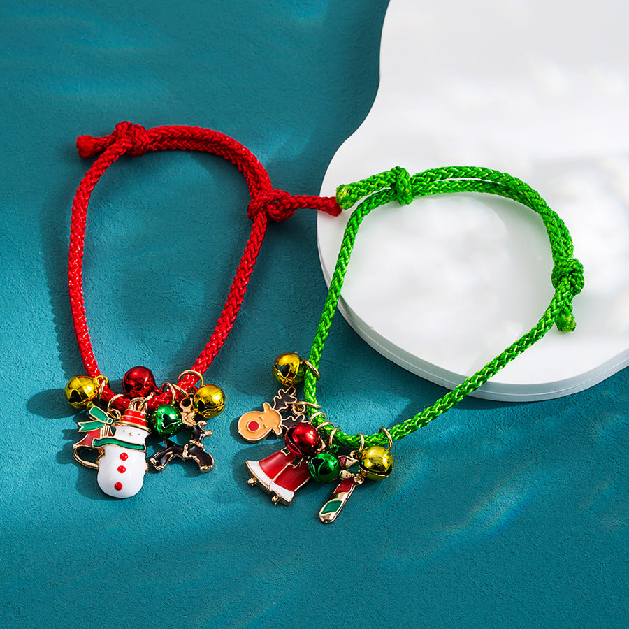 Bracelets rouges réglables avec cloche de père Noël mignon