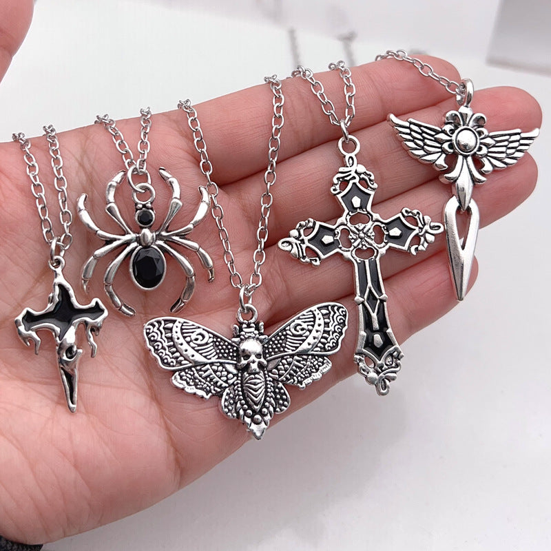 Alloy Decoration Cross Clothing Material Dark Necklace