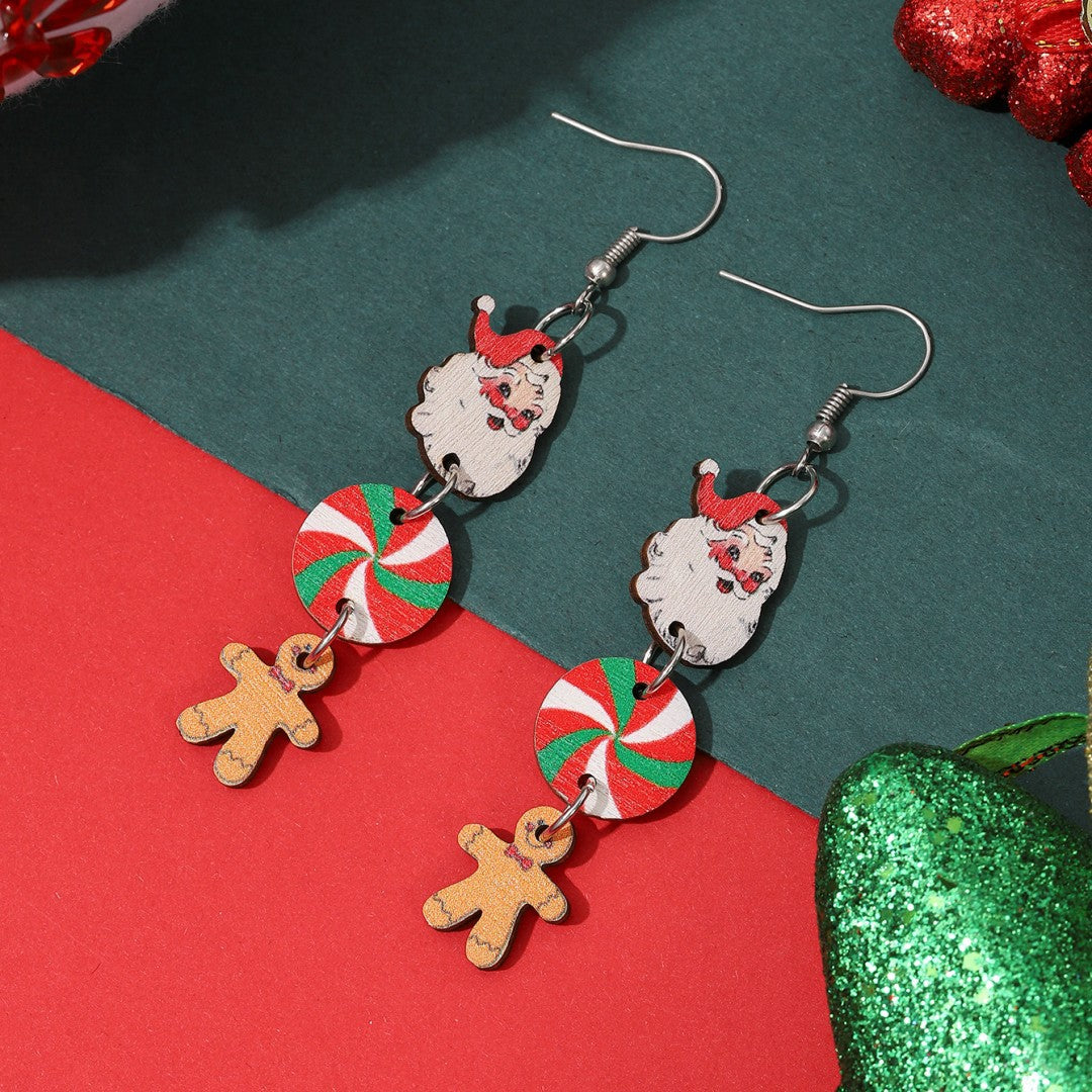 Boucles d'oreilles de Noël simples en forme de dessin animé